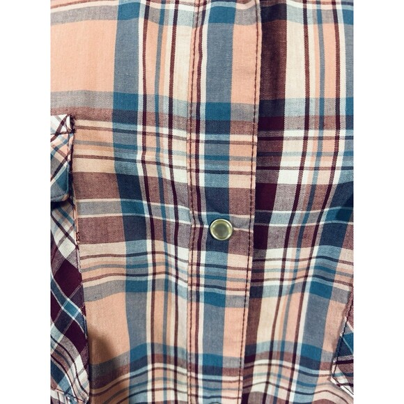 Wrangler Wrancher Pearl Snap Shirt Womens 3XL Western Plaid Vintage 90s Y2K - Picture 5 of 10